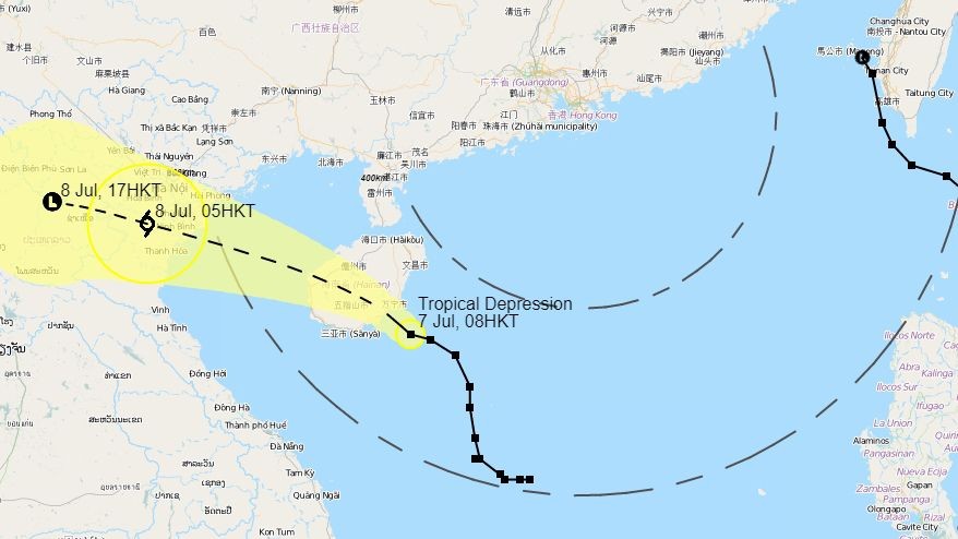 Topan Tropis Sinyal No.1 Masih Berlanjut. Angin Tropis Sedang Mendekati 500 KM Wilayah Hong Kong (7 Juli 2021 Pukul 07.45)