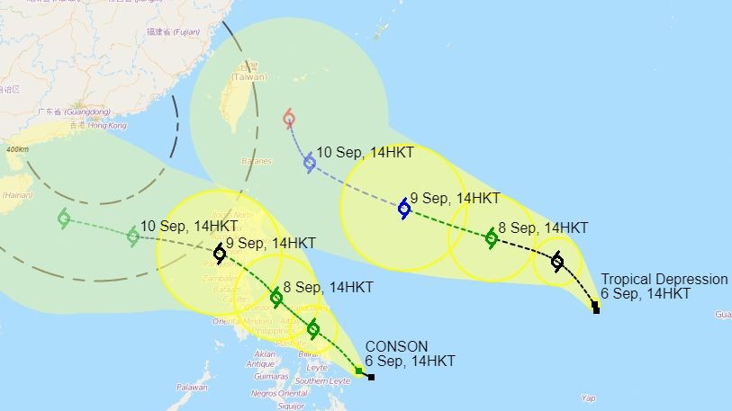 2 Topan Tropis Akan Mendekati Hong Kong Secara Bersamaan. Diperkirakan Hari Minggu Dan Senin Tanggal 12-13 September 2021 Akan Dilanda Hujan Dan Badai Petir