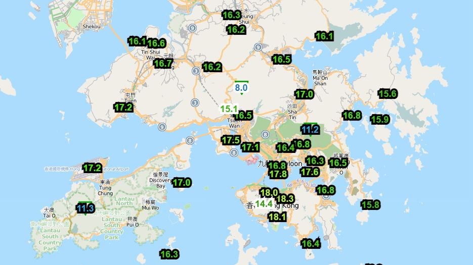 Suhu Di Hong Kong Malam Ini 22 November 2021 Terus Menurun. Daerah Tai Mo Shan Malam Ini Turun Menjadi 8°C 