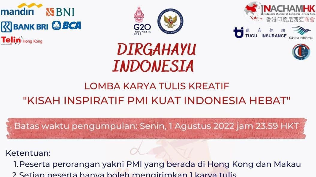 Lomba Karya Tulis Kreatif "Kisah Inspiratif PMI Kuat Indonesia Hebat" Oleh KJRI Hong Kong