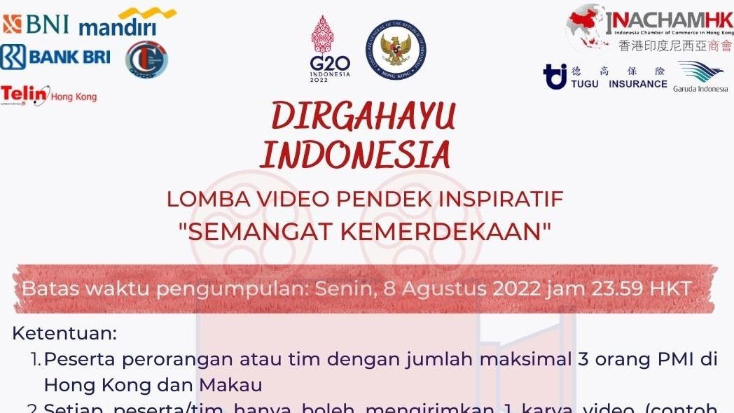 Lomba Video Pendek Inspiratif "Semangat Kemerdekaan" Oleh KJRI Hong Kong